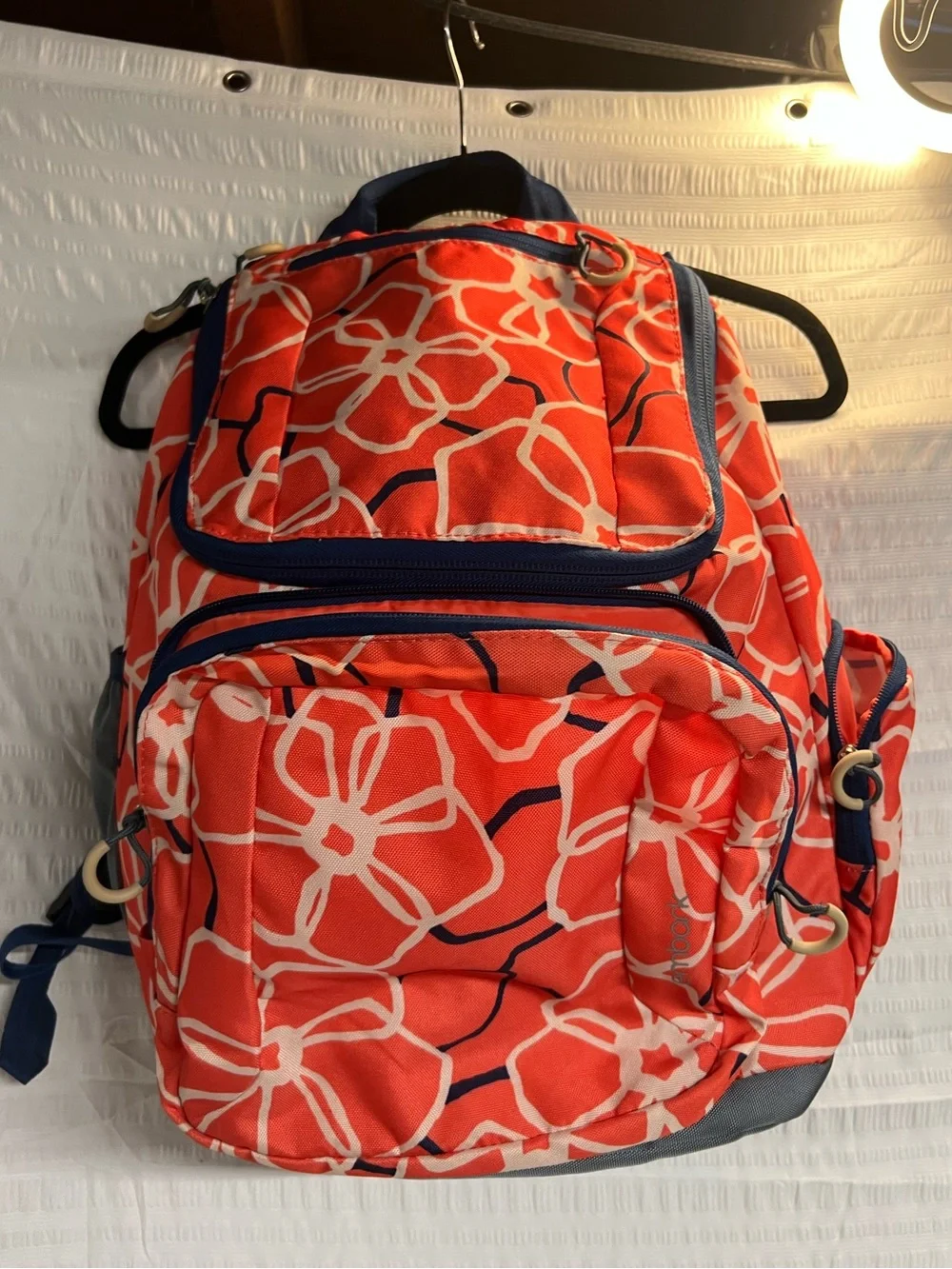 Orange Floral Backpack — Women's Everyday Travel Backpack